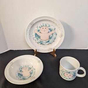New Vintage 1984 Cabbage Patch dishes Plate Bowl Mug China Dinnerware Lot Bundle
